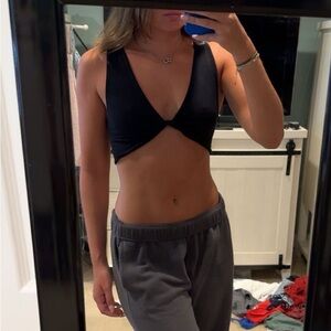 Black Twist Front Crop Top